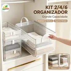 Kit 2/4/6 Caixa Organizadora de Roupas Dobrável Grande Capacidade para Guarda-Roupa