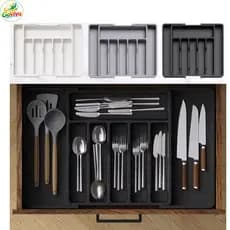 Organizador de Gavetas de Cozinha Ajustável, Organizador de Talheres e Utensílios para Garfos e Colheres