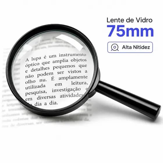 Lupa de Vidro 75mm Para Leitura Ampliação de Letras Pequenas Kit com 1, 2 ou 3 Unidades Portátil