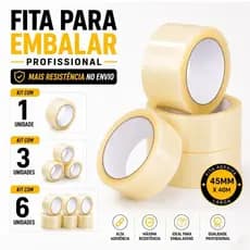 Fita Adesiva Larga 45mmx40m Transparente Alta Fixação Embalagem Caixas Resistente Durex Profissional