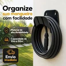 Suporte Mangueira Preto Parede 10 a 50m Plástico Reforçado Alta Durabilidade Resistente Jardim
