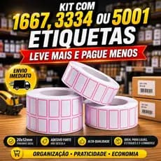 Etiqueta Preço Adesiva 20x12mm KIT 1667, 3334, 5001 Unidades Loja Etiquetadora Organização Papelaria