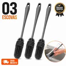 Kit até 3 Escova Silicone Mamadeira Garrafa Copo Taça Limpeza Multifuncional Flexível Reutilizável