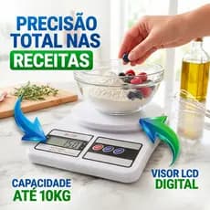 Balança De Cozinha Digital LCD 10kg Com Tara Para Receitas e Dieta