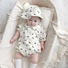 Bebê recém-nascido verão macacão bebê menina verão terno princesa Outing macacão bebê macacão verão estilo fino