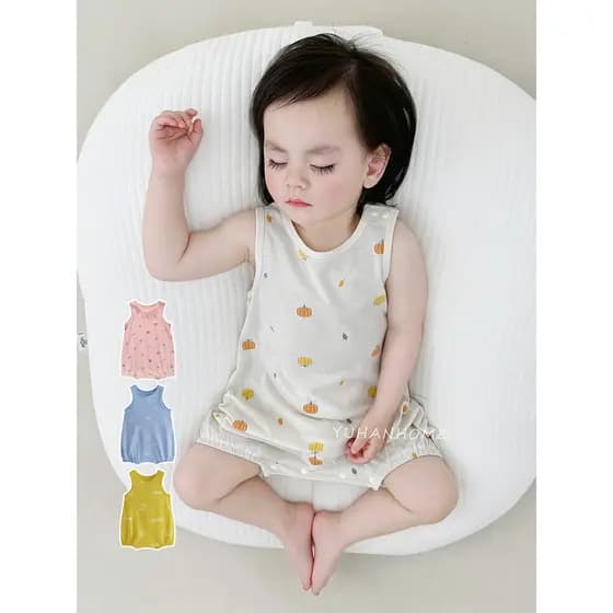 Bebê bebê colete bebê macacão verão estilo fino puro algodão bebê bonito macacão de bebê sem mangas macacão