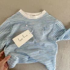 Crianças de manga comprida camiseta leve primavera outono estilo meninos listrado topo algodão bebê ar condicionado tern
