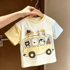 Crianças puro algodão dos desenhos animados de manga curta camiseta verão novo estilo tridimensional filhote de cachorro