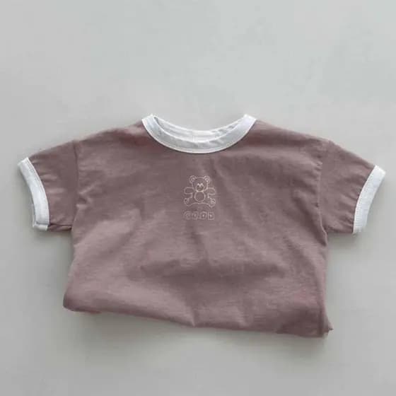 Versão coreana verão roupas de bebê fino meia manga camiseta masculino feminino bebê crianças dos desenhos animados topo