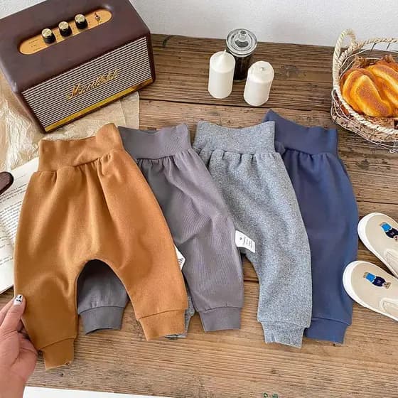 Bebê grande pp calças primavera outono roupas do bebê cintura alta calças de proteção da barriga exterior crianças cor s