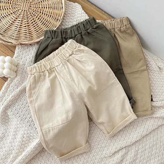 Primavera outono versão coreana calças infantis meninos meninas roupas de outono bebê moda calças de cor sólida exterior