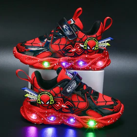 3 Spiderman Primavera Outono Sapatos Infantis Vermelho 4 Luminoso 5 Luzes Piscando Meninos Sapatos Esportivos 6 Meninos