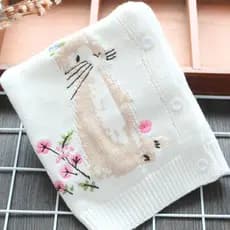 Meninas camisola de algodão puro bebê algodão Cardigan bonito coelho branco bordado camisola jaqueta malhas roupas infan