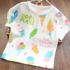 Crianças camiseta de manga curta roupas de verão sorvete médio pequeno crianças bebê moda impressa em torno do pescoço d
