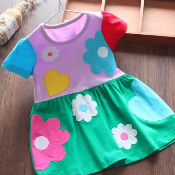 Verão novo estilo roupas infantis vestido de bebê puro algodão manga curta malha vestido infantil vestido para meninas r