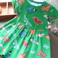 Vestido de verão para meninas, vestido de princesa de malha com desenhos animados, saia borboleta colorida, roupas infan