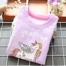 Pônei roxo primavera outono meninas unicórnio moletom bebê roupas infantis dos desenhos animados pulôver exterior topo d