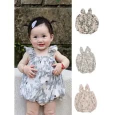Mori estilo Floral verão bebê manga voadora estilingue roupas ins algodão estilo fino respirável gaze sem mangas macacão
