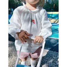 Meninas camisa do bebê verão jaqueta fina linho manga comprida protetor solar classe superior uma primavera outono Cardi