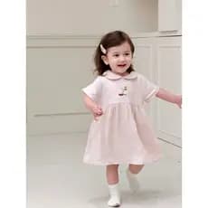 França importado linho boneca colarinho vestido bebê menina verão menina manga curta vestido de princesa classe A pequen
