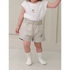 França importado linho bebê menina verão Shorts dobrados uma classe meninas Outing calças estilo fino ins pequena Alice
