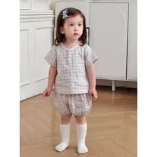Nordic bebê verão gaze Loungewear meninos meninas puro algodão Shorts de manga curta terno classe A dupla camada gaze es