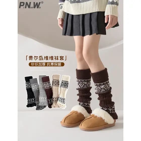 Meninas meias outono inverno versão coreana Phil ilha pilha meias inverno crianças quente engrossado exterior usar meias