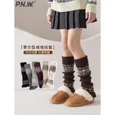 Meninas meias outono inverno versão coreana Phil ilha pilha meias inverno crianças quente engrossado exterior usar meias
