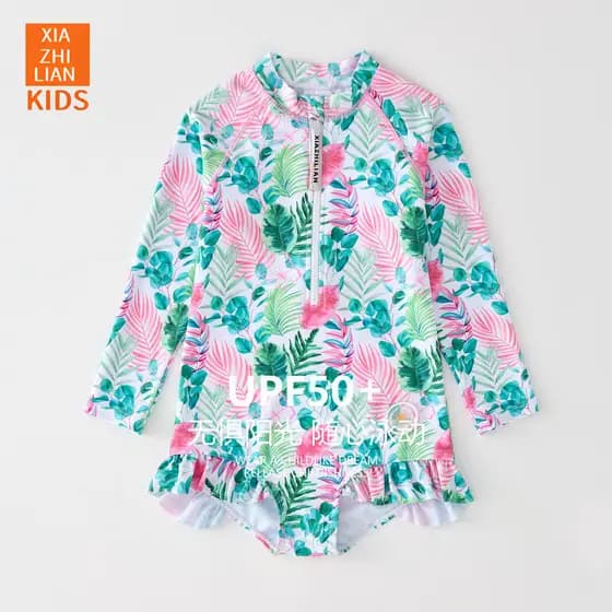 Coreano coreano crianças maiô meninas de manga comprida maiô de uma peça bebê protetor solar surf terno médio pequenas c