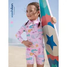 Han fã meninas maiô de uma peça de manga comprida protetor solar médio pequeno crianças bebê maiô meninas praia surf ter