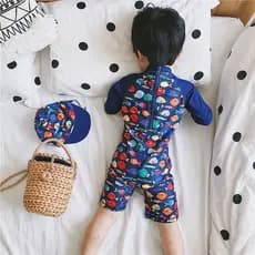 Versão coreana moda ins crianças protetor solar maiô menino bebê de uma peça maiô de surf terno de secagem rápida