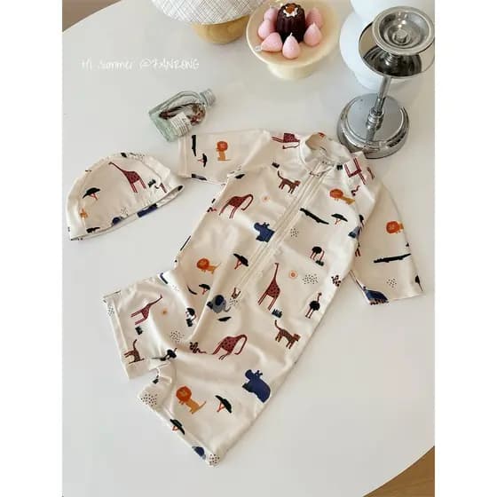 Ins novo estilo roupa de banho infantil meninos médio pequeno crianças de manga comprida protetor solar de uma peça roup