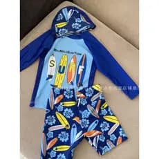 Meninos Split maiô Shorts de manga comprida conjunto de três peças protetor solar de secagem rápida grande médio pequeno