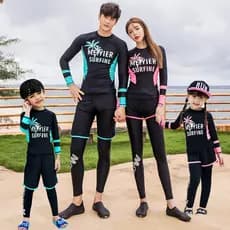 Maiô infantil dividido conjunto de três peças pai-filho família usar calças de manga comprida Shorts