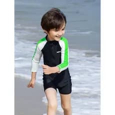MOMASONG Roupa de banho infantil para meninos, peça única, protetor solar, manga comprida, calção de banho para meninos