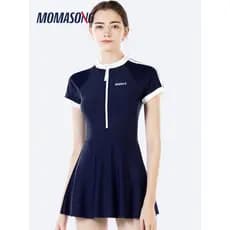 Momosong maiô feminino verão 2024 novo estilo maiô conservador capa barriga mais magro olhar de uma peça primavera quent