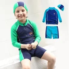 Crianças protetor solar maiô de manga comprida inverno Split Boxer primavera quente maiô Shorts meninos meninas roupa de