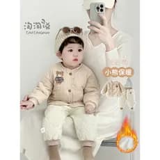 Terno separado infantil acolchoado roupas de bebê meninos roupas de algodão de inverno conjunto de duas peças dividir ca