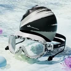 Óculos de natação à prova dwaterproof água Anti-nevoeiro HD óculos de natação feminino Silicone touca de natação mergulh