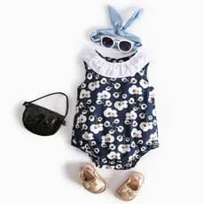 Verão Floral bebê macacão sem mangas macacão de algodão puro roupas da menina do bebê ins macacão do bebê