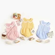 Macacão de bebê xadrez bebê menina roupas de bebê roupas de bebê recém-nascido macacão versão coreana verão macacão