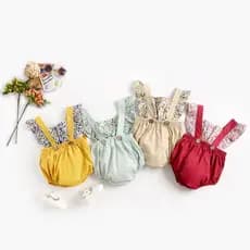 Macacão de verão bebê macacão cinta falso macacão de duas peças versão coreana roupas da menina do bebê Floral macacão r