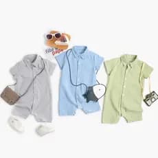 Macacão de bebê xadrez verão macacão menino roupas de bebê versão coreana roupas de bebê camisa de manga curta macacão r