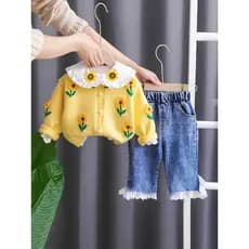 Meninas primavera outono ternos 2026 novo estilo roupas infantis bebê moda roupas infantis de um ano de idade roupas de