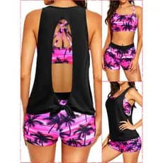 Colete Boxer blusa de três peças maiô feminino europeu americano oco sem costas cor capa barriga almofada no peito espor