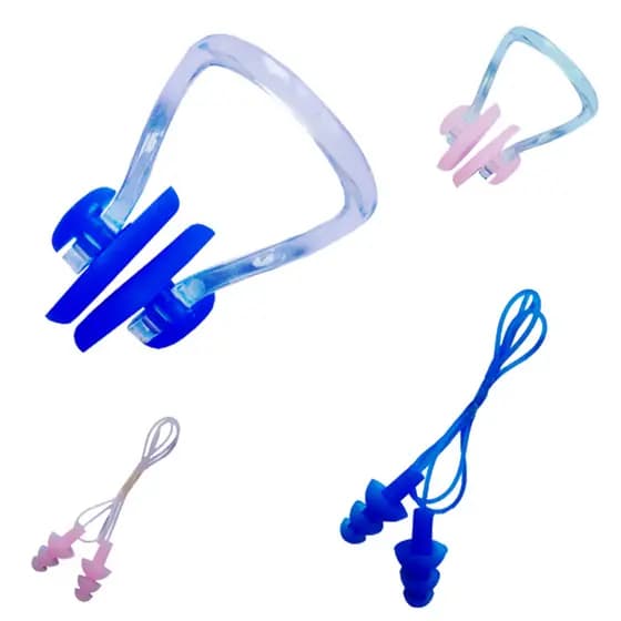 Clipe de nariz para natação, masculino e feminino, com linha, tampões de ouvido de silicone, azul, rosa, entrada Anti-ág