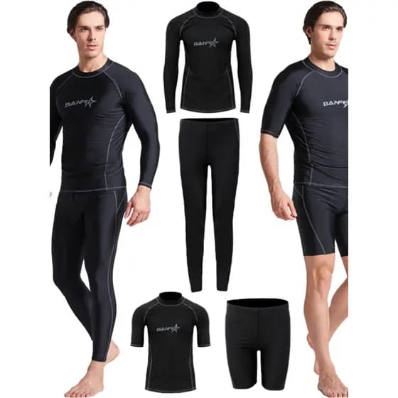 Masculino de manga comprida surf mergulho com snorkel calças de manga curta divididas gola alta remo secagem rápida