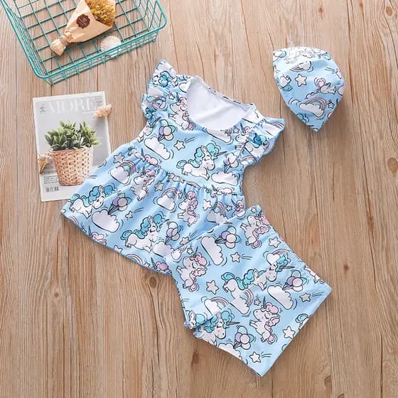 Crianças roupa de banho bonito meninas crianças bebê colete Boxer protetor solar dividir primavera quente roupa de banho