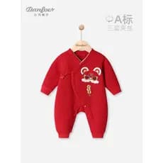 Recém-nascido roupas de algodão puro outono inverno acolchoado mês inteiro bebê rendas macacão vermelho festivo roupas d