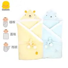 Amarelo patinho bebê recém-nascido abraço colcha novo estilo toalha de embrulho do bebê outono inverno cobertor embrulho